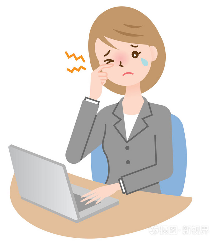 在她的书桌上眼睛疲劳女商人