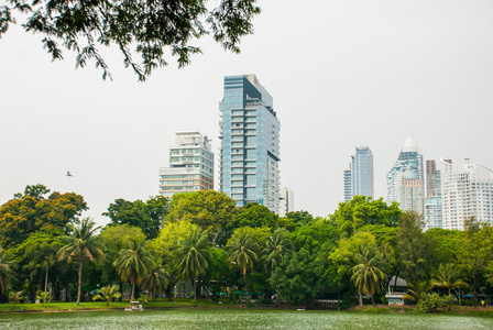 公园，摩天大楼。Bangkok.Thailand