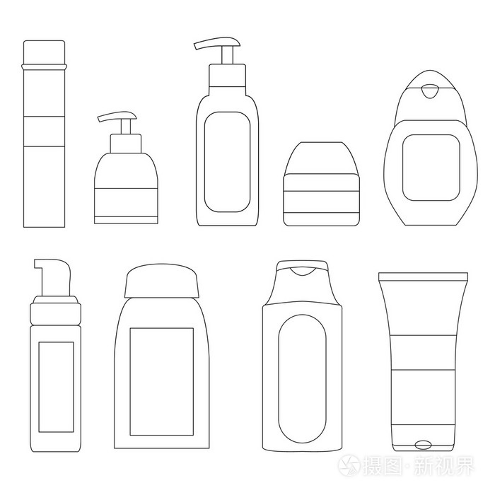 一整套化妆品瓶.线性的图标设计插画-正版商用图片0edhxj-摄图新视界