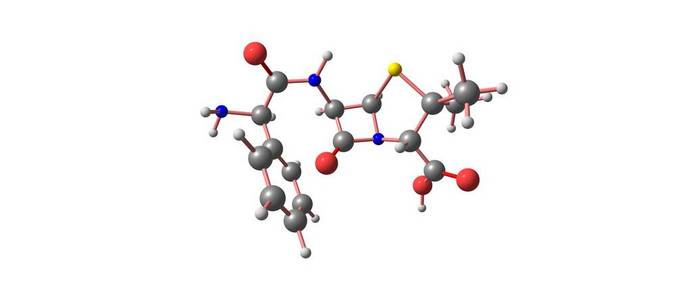 氨苄西林抗生素分子结构上白色孤立