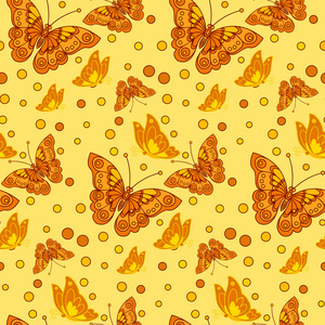 无缝的重复图案,色彩鲜艳的蝴蝶与圈子照片