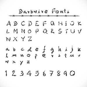 带刺的铁丝网字母表和 Fonts.Number 字母表圈字体麦粒肿