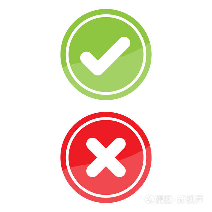 复选标记和 x 标记对与错.矢量图业务图标概念
