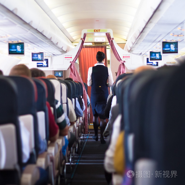 内政部的飞机座位上的乘客与