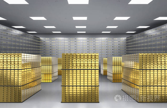 黄金和贵重物品保管箱在房间里