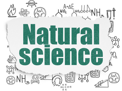 科学概念 自然科学撕裂纸张背景上