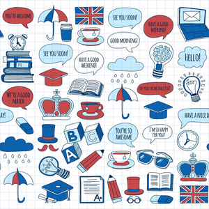 矢量涂鸦模式英语课程语言学校图片