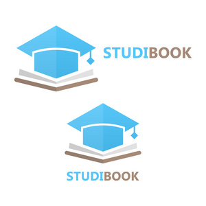 矢量书和学生帽标志的概念