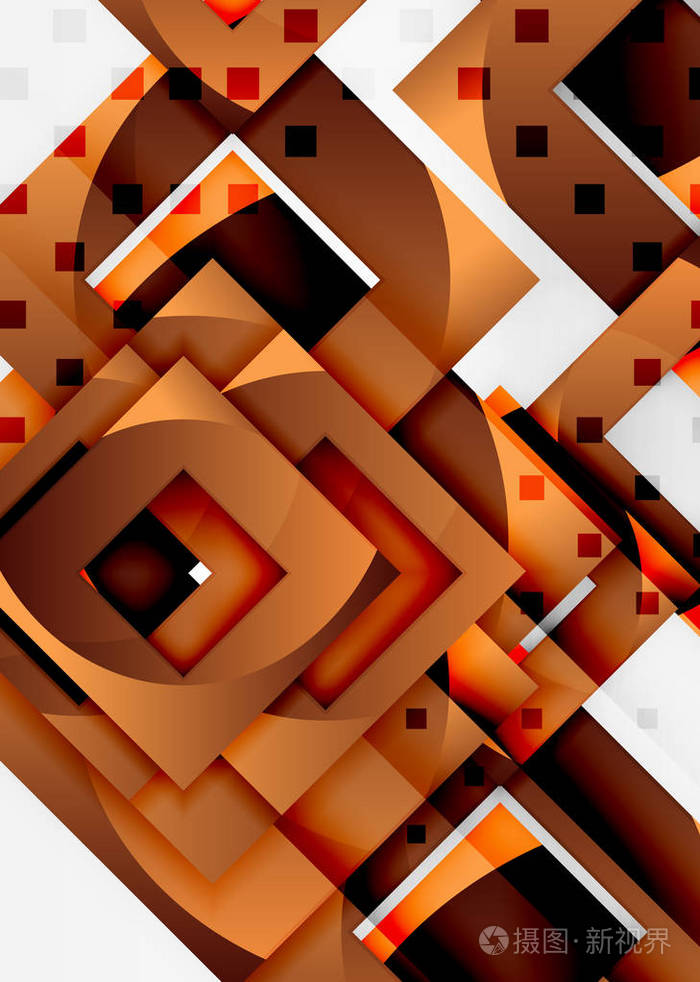 方块中光的几何对象 3d 空间, 抽象背景