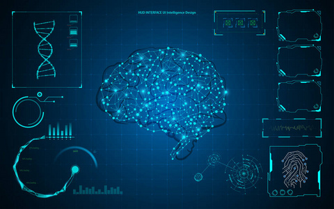 抽象的大脑人工智能智能技术 hud 模板背景