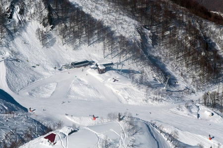 滑雪胜地罗莎  德鲁日。红波利亚纳山。俄罗斯索契