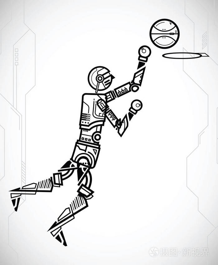 机器人打篮球简笔画图片