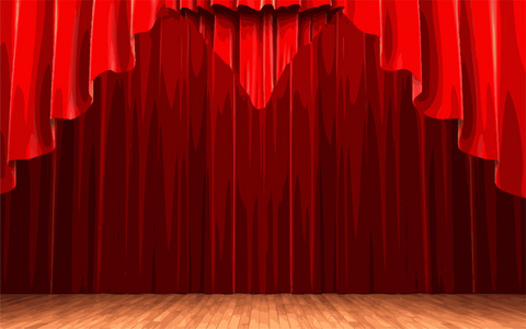 矢量红色天鹅绒帷幕开幕式现场照片