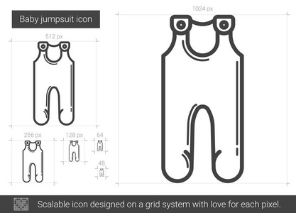 婴儿连身衣线图标
