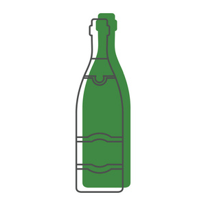 根据颜色轮廓样式图标矢量插画设计和 web 上白色背景孤立香槟瓶酒精