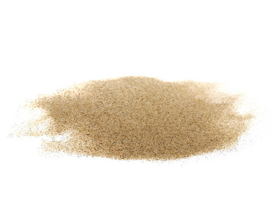 在白色背景上隔离桩沙漠砂照片