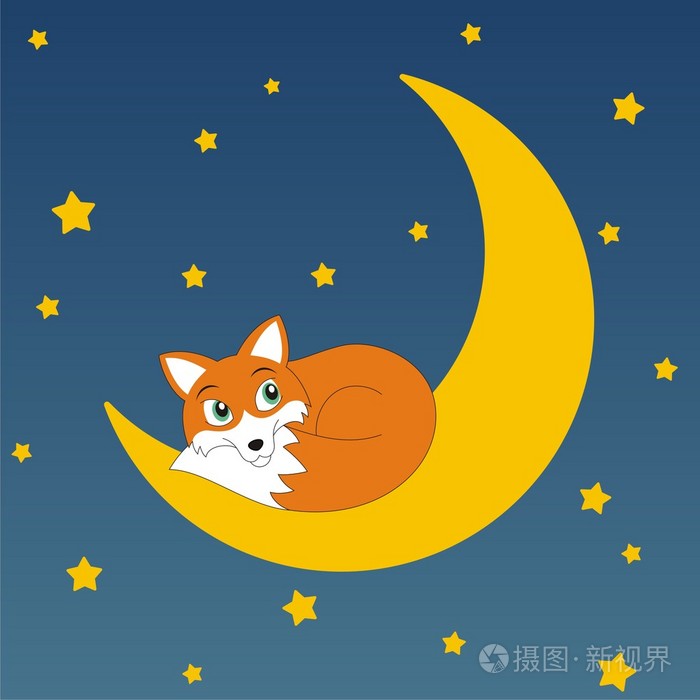 可爱的小狐狸在月球上