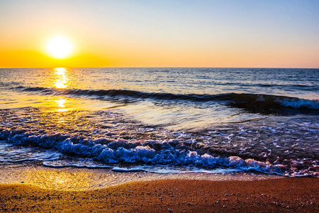 夏天的海底沙海滩日落