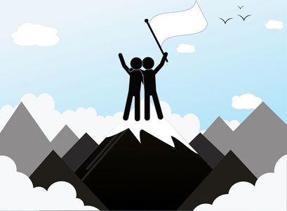 两个人登山图片