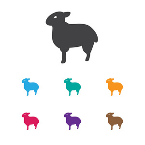 矢量图的动物象征羊图标。优质隔离羔羊元素在时尚平面样式
