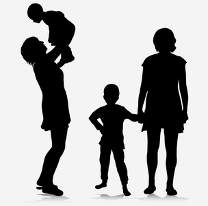 家庭一起剪影图片