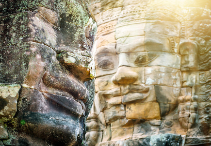 古代祭祀仪式寺佛石的脸。柬埔寨