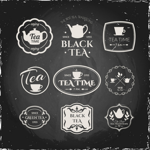 简单符号与茶杯和茶壶