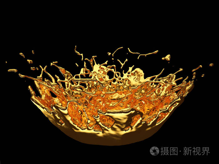 溅起的液体黄金或油