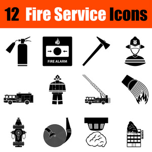 一组消防服务图标