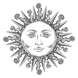 太阳纹身图案手稿图片