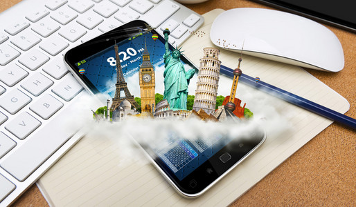 著名的纪念碑,走出一部手机的世界照片