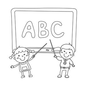 孩子们举行巨型字母的插图