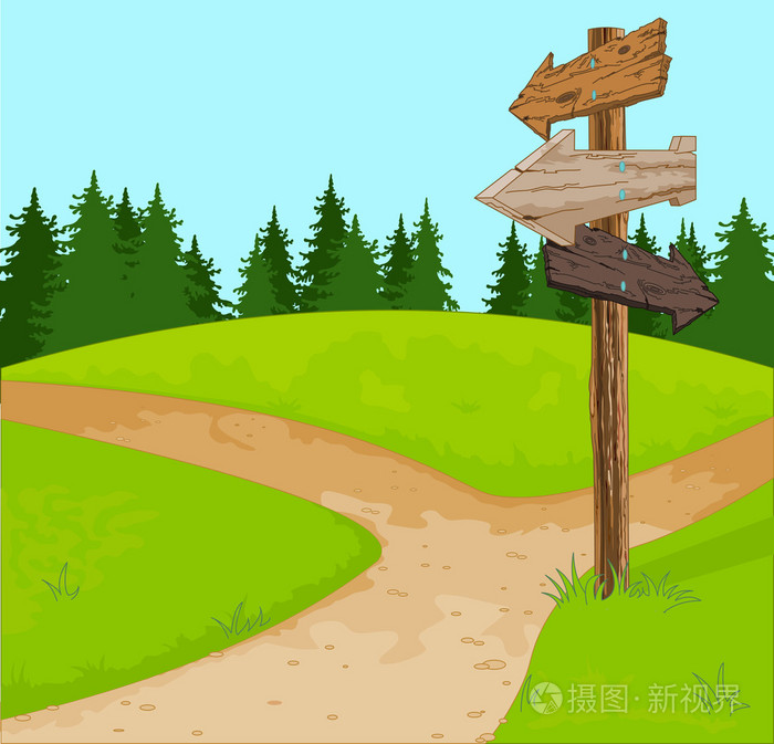 木牌上的十字路口