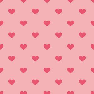 平铺可爱矢量模式与粉红色的心，在柔和的背景