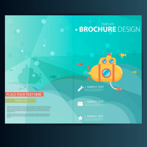 宣传册设计模板与潜艇图片