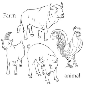 鸡和猪图片-鸡和猪素材-鸡和猪插画-摄图新视界