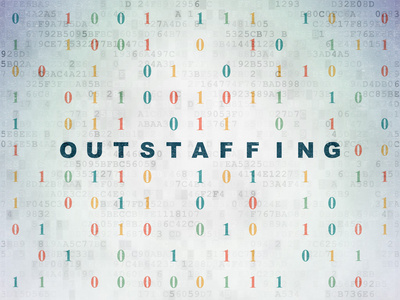 财务理念 Outstaffing 数字数据纸张背景上