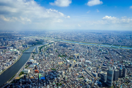 日本东京城市天际线鸟瞰图