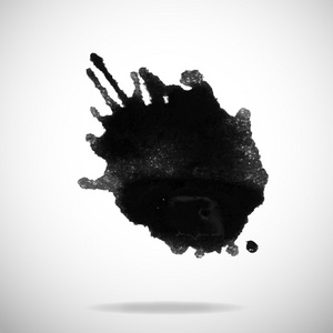 矢量在白色背景上的黑色墨水溅