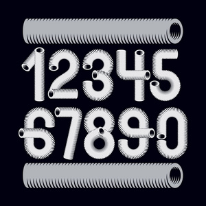 新潮的矢量数字收集。现代时髦的数字从0到9最佳使用在标志, 海报创作。采用真空吸尘器管道设计制作