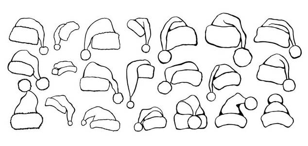 圣诞老人的帽子线图标素材-圣诞老人的帽子线图标插画-摄图新视界