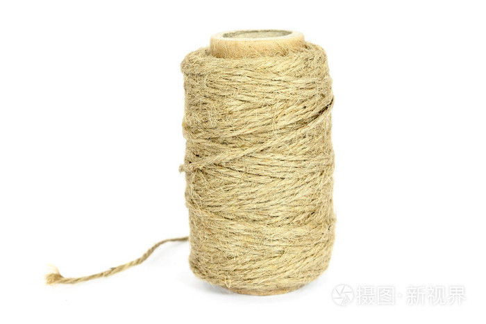 苎麻天然绳隔离在白色的背景