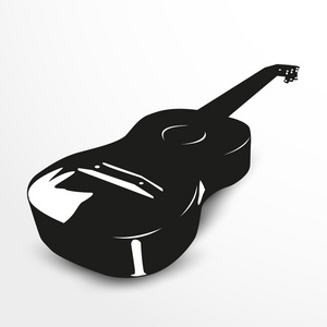 梅花黑白矢量图原声吉他.矢量图.黑白视图照片