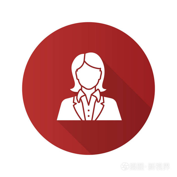 办公室工作人员平面设计红色背景上的长阴影标志符号图标