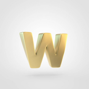 金色字母 w 小写.3d 渲染在白色背景下被隔离的金色字体照片