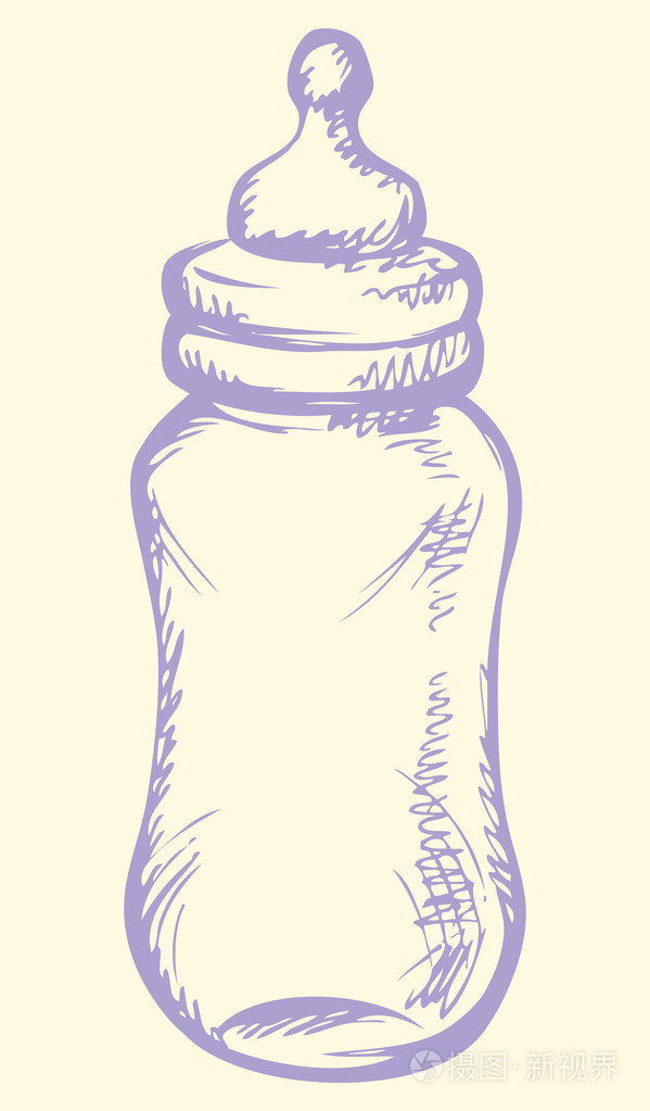 婴儿奶瓶矢量速写