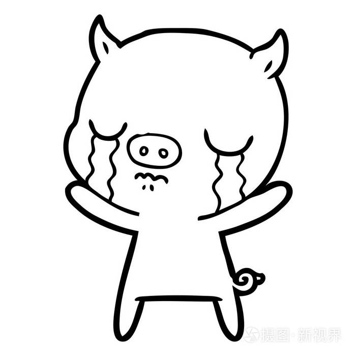 卡通猪哭的矢量例证