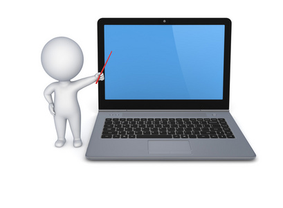 科技小人3d 小人和现代笔记本电脑照片