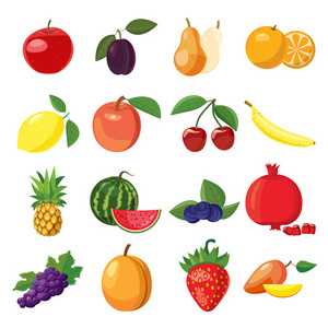 水果的图标集，卡通风格