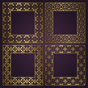 金色方形框架组传统装饰边框